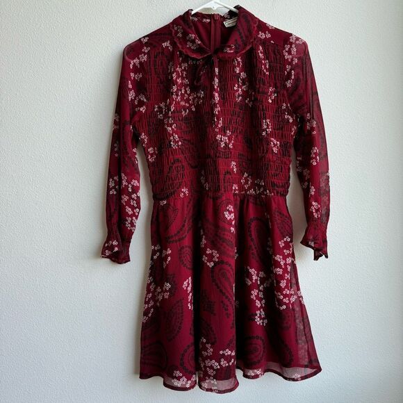 Abercrombie & Fitch Dresses & Skirts - Abercrombie & Fitch Red Tier Peter Pan Collar Floral Flare Mini Dress Size Small
